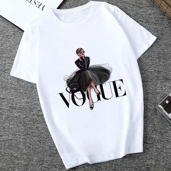 Poleras Mujer De Moda 2019 Sommeren Afslappet T-Shirt Kvinder Vogue Brev Print Harajuku Vintage T-Shirt Plus Size Æstetisk Tøj
