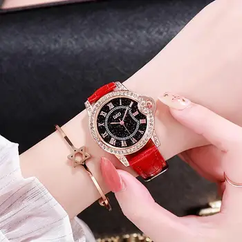 Luksus Kvinder Ure Læder Stjernehimmel Kvindelige Ur Quartz Armbåndsur Fashion Damer Armbåndsur Reloj Mujer Relogio Feminino