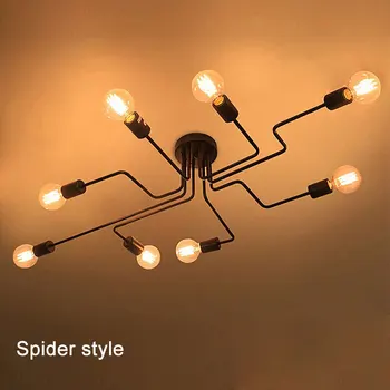 Moderne Nordiske Vintage Retro Edison Pæren Lys Antik Justerbar Spider-Pendel Strygejern Suspension Armatur Art Loft Lampe
