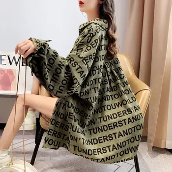 2020 Nye Ankomst WomenAutumn Bluse og trøje med Lange Ærmer Oversized Toppe Kvindelige koreanske Harajuku Tøj