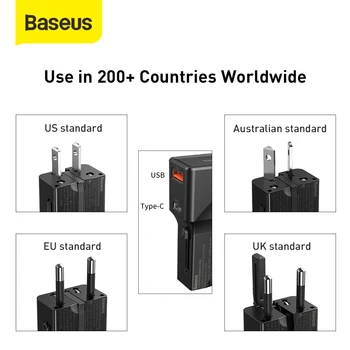 Baseus USB Oplader EU/US/UK 3-i-1 Universal Oplader 18w Hurtig Oplader Til iPhone 12 11 Oplader Til Samsung S20 Plus Xiaomi