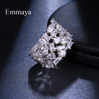 Emmaya AAA Cubic Zircon Geometri Sten Kaos Tilstand forsølvet Moderne Stil Ring For Kvindelige Middag I Skinnende Smykker