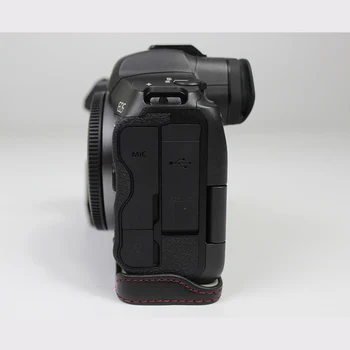 Fashional Kamera Taske halv krop base Case Til Canon EOS R6 R5 Beskyttende PU Læder Cover skulderrem Med at Åbne Batteri