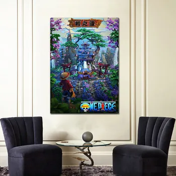 Kongeriget Ruffy Et Stykke Animationsfilm Plakat Kunst Olie på Lærred Malerier, Plakater og Prints Cuadros for Living Room Wall Decor