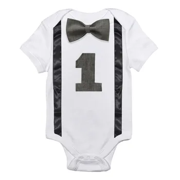 Baby Rompers lille Barn Buksedragt Lille Gentleman Bow Tie Baby Drenge Nyfødt tøj 1 År Dreng Samlede Tøj Fødselsdag Tøj