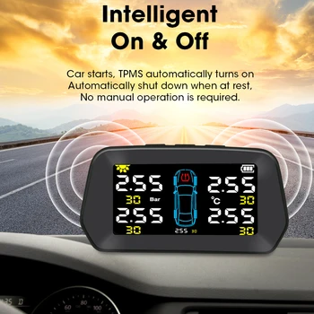 Bil TPMS Auto Sikkerhed alarmsystemer Kit Solar Tire Pressure Monitoring Digital LCD-Display Alarm Sensor Solenergi