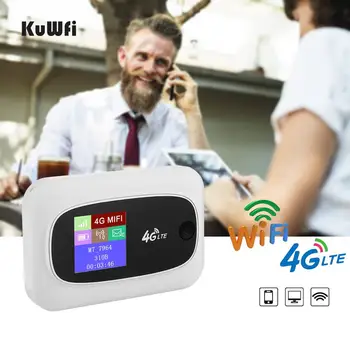 KuWFI 4G WiFi Hotspot Rejse Router Mobil Wifi-Router, Partner4G Trådløse SIM-Routere med SD og SIM-Kort Solt