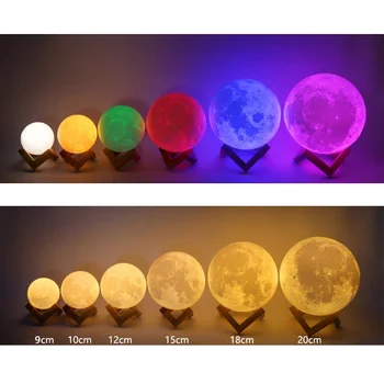 Romantisk 3D USB-LED ' Magical Moon Light Moon Lamp 16 Farve Skiftende Fjernbetjening Night Light Touch Sensor