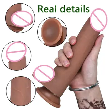 8.66 tommer naturtro skubbe forhuden realistisk dildo for kvinder marsturbation sex legetøj til kvinder fallos på sucker falske penis