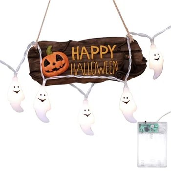 AOSONG Halloween Lys Ghost Smiley Led String Lys Kreative Sol Dekorative Lys