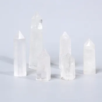 1PC natursten Klar Quartz Krystal Sekskantet Søjle Crystal Punkt Healing Reiki Sten til Indretning Dekoration Gave Uden Hul