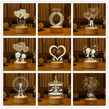 Romantisk Kærlighed 3D-Lampe hjerteformet Ballon Akryl LED Nat Lys Dekorativ bordlampe Valentine ' s Day Baby Brusebad Gave Kasse