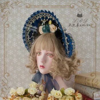 Victoriansk Lolita Hat Golden Blonde Tea Party Lolita BB Hat Klassisk Bnt Hovedklæde KC Hovedbøjle Pige Hår Fase Vis Tilbehør