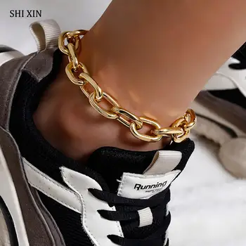 SHIXIN Hip Hop Chunky Kæde Armbånd på Benet Charms Ankelkæde Ankel Armbånd til Kvinder Mode Fod Armbånd, Kæde Smykker 2020