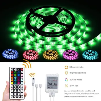 LED Strip Lights 2M-5M-10M 5050 RGB lysbånd Farve Skiftende Reb Lys Fleksibel Tape Light Kit med 44 Nøgler, Fjernbetjening
