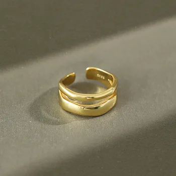 Sterling Sølv Korea 18 K Guld Ringe for Kvinder, Resizable Håndlavet Bague Femme Sølv 925 Seasorios Mujer Moda Smykker Engros
