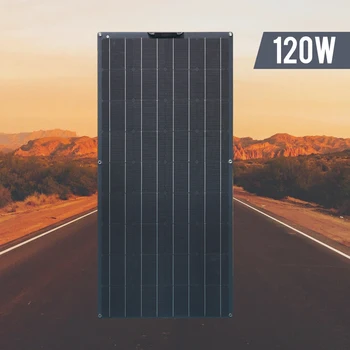 Solar Panel 12v Kit Fleksibel Solcelle 120W 18V Modul Med Solceller Controller Strøm til Batteriet Husholdninger Camping Campingvogne Yacht Bil