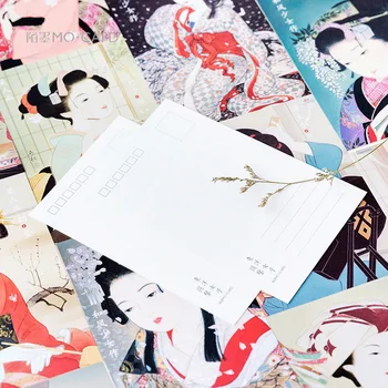 30 ark/Sæt Japansk Pige Postkort /Lykønskningskort/Besked Kort/Jul og nytår, gaver, Kort,