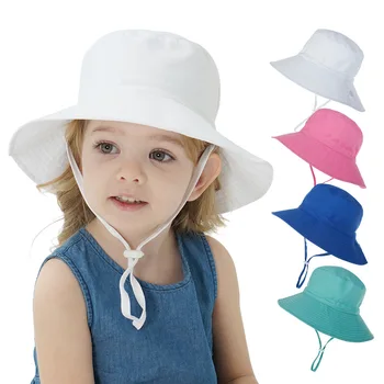 Baby solhat Bucket Hat UV-Beskyttelse Stranden Hætte med Justerbar hagerem Svømning Hatte Dreng Pige Svømning Hatte Til 0-8 År