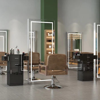 Barbershop Salon Oplagring af Træ Station Kabinet Skab / hårtørrer Rack Skuffe med Lås Sort Let at Installere[OS-Stock]