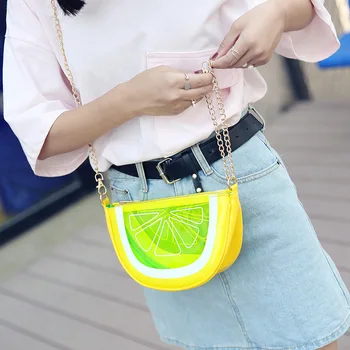 Sød pige sommeren nye kvindelige taske kvalitet, transparent kvinder taske søde frugt pakke kæde skulder messenger taske orange, vandmelon