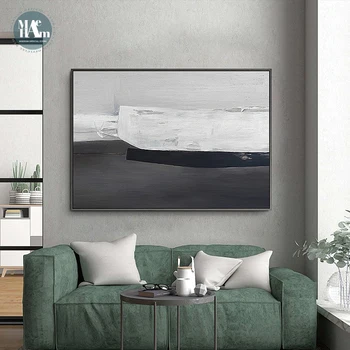 Nordisk Abstrakt Sort og hvid olie maleri tekstur Væg Kunst Udskriv Billede Lærred Maleri Plakat til stuen Home decor