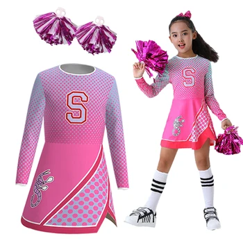 2020 Mode Halloween Cheerleader Cosplay Kostume Kids Lille Pige Addison Fancy Kjole Outfits Zombie Tøj til Piger Kjoler