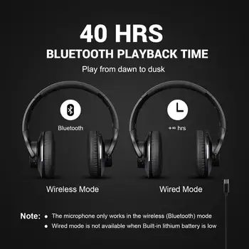 Oneodio A10 Aktive Noise Cancelling Trådløse Bluetooth Hovedtelefoner 40Hrs Bluetooth-5.0 Headset Med Mikrofon Hurtig Opladning AAC