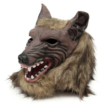 Halloween Latex Gummi Ulv Hoved Hair Mask Varulv Handsker Kostume Part Skræmmende Indretning BM88