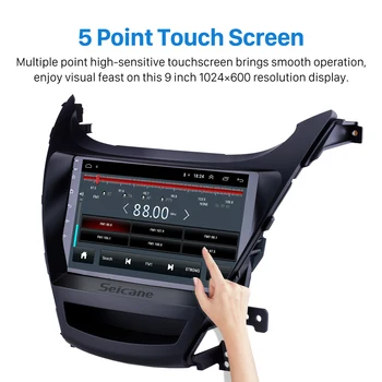 Seicane 9 tommer Touch screen for Hyundai Elantra Auto Bil Stereo-Bluetooth-TV-Tuner Bagudrettet kamera WIFI GPS-Navigation
