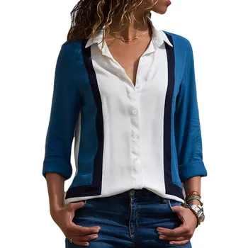 Kvinder Bluser 2018 Mode Langærmet Turn Down Krave Office-Shirt Chiffon Bluse Shirt Afslappet Toppe Plus Size Blusas Femininas