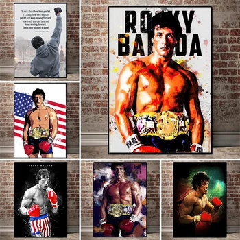 Akvarel Abstrakte Rocky Balboa Bodybuilding Boksning Lærred Maleri Plakater Udskriver Væg Kunst Motiverende Billede til Hjemmet Indretning