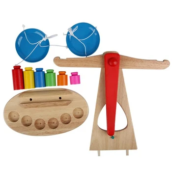 Nye Montessori Pædagogisk Legetøj Små Træ-New Balance Skala Legetøj Med 6 Lodder For Kids baby