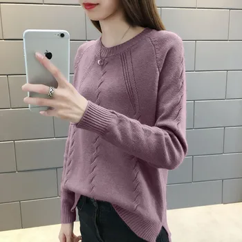 Pullovere Kvinder Solid Strikket Grundlæggende Sweater Vinter Top Fritid Slank Candy Farve Bud Dame Jumper Sød Harajuku Koreanske Chic