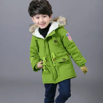 Børn jakker Piger Drenge Coats Hooded Faux Pels Krave Tykke Vinter Kids Overtøj af Bomuld Polstret babytøj Dreng Flyverdragt 348