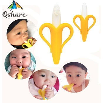 Silikone Banan Baby Bidering Spædbarn Tygge Miljømæssigt Gave Baby Safe BPA Gratis Baby Begyndervanskeligheder Børn Bidering med pakke