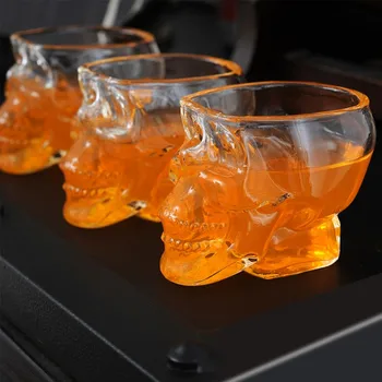 3D-Gennemsigtig Kreative Kranie Formet Shot Glas Krystal Hoved Cup for Whisky Hjem Halloween Dekorative Bar Kopper