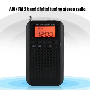Mini-LCD-Digital FM/AM-Radio Højttaler Display 2 Bånds Stereo Radio Digital Tuning Radio Lomme Radio 3,5 mm Hovedtelefon Kabler