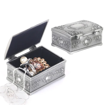 Stilfuld Mode Skattekister Form Tin Smykker Ring Box Gave Tilfælde Antikke Crystal Slik Opbevaring Arrangør nipsting box
