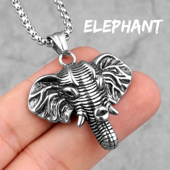 Elefant Dyr Lange Mænd, Halskæder, Vedhæng, Kæde Punk for Kæreste Mandlige Rustfrit Stål Smykker Kreativitet Gave Engros