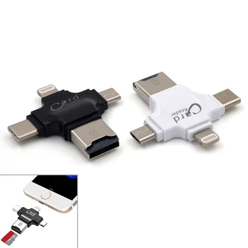 Stilfuld 4in1 Micro USB Type C OTG TF Card Reader til IOS iPhone Android Samsung