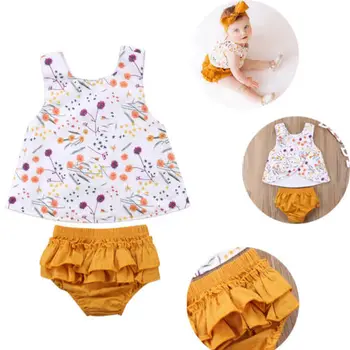 Toddler Spædbarn Baby Piger Blomstret Sommer Print T-shirt, Toppe Og Shorts, Bukser Tøj Tøj