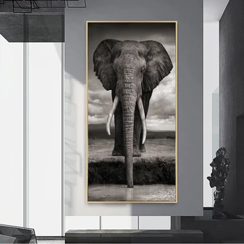 Sort Og Hvid Afrikanske Elefant Lærred Malerier På Væg Kunst, Plakater Og Prints Dyr Lærred Kunst Billeder Cuadros Indretning