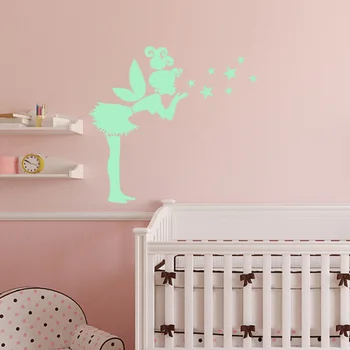 50x57cm Lysende Tinkerbell Decals Fluorescerende Stjerner Wall Stickers Flytbare DIY Hjem Indretning, Fantastisk til Børn, soveværelse