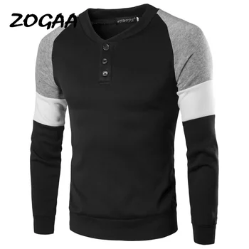 ZOGAA 2020 Herre Mode Almindelig T-Shirt med Lange Ærmer Bomuld Casual Pullover Jumper Hoodie O-hals Patchwork Mænd Tøj Hot Salg