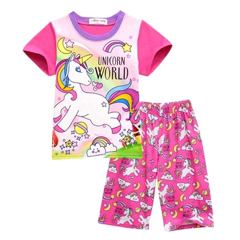 2-8T børnetøj Kids Unicorn T-shirt + Bukser Drenge Piger 2 Stk Tøj Til Baby Sommeren Afslappet Hjem Bære Tegnefilm Pyjamas