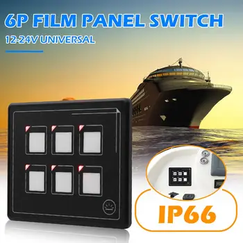 Universal Avancerede 6-I-1-Touch Skærm Switch Panel-DC12-24V 6 Bande Slanke Touch Kontrolpanel Box til Bilen, Marine, Båd, Campingvogn