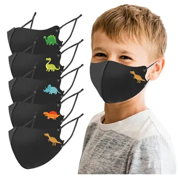 5PCS Barn Dinosaur Udskrivning ansigtsmasker masque Vaskbar Is Silk Mask mondkapjes Genanvendelige støvtæt Beskytte ansigtsskærm masque