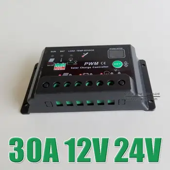Hot Salg 30A 12V 24V Auto Solar system Batteriet Oplad batteriet Controller regulator med timer