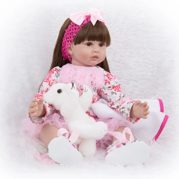 KEIUMI Fashion 24 Tommer Reborn Baby Dolls 60 cm Silikone Vinyl Genfødt lille Barn Naturtro Prinsesse Model Med 2 Sæt Tøj